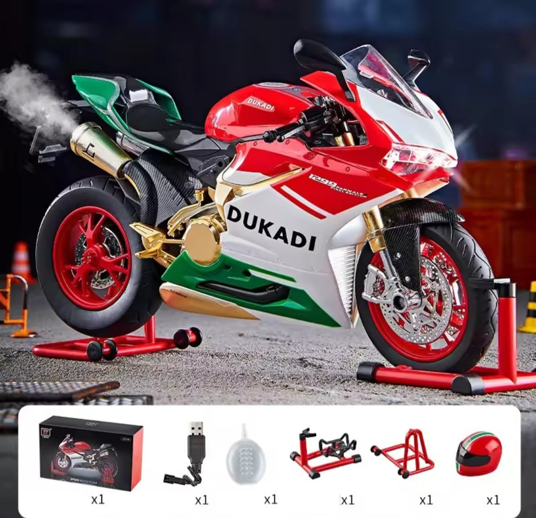 Key Start 1:9 1199 Panigale Alloy Racing Motorcycle Model Diecast Track Sports Motorcycle Model Sound Light With Spray Kids Toys