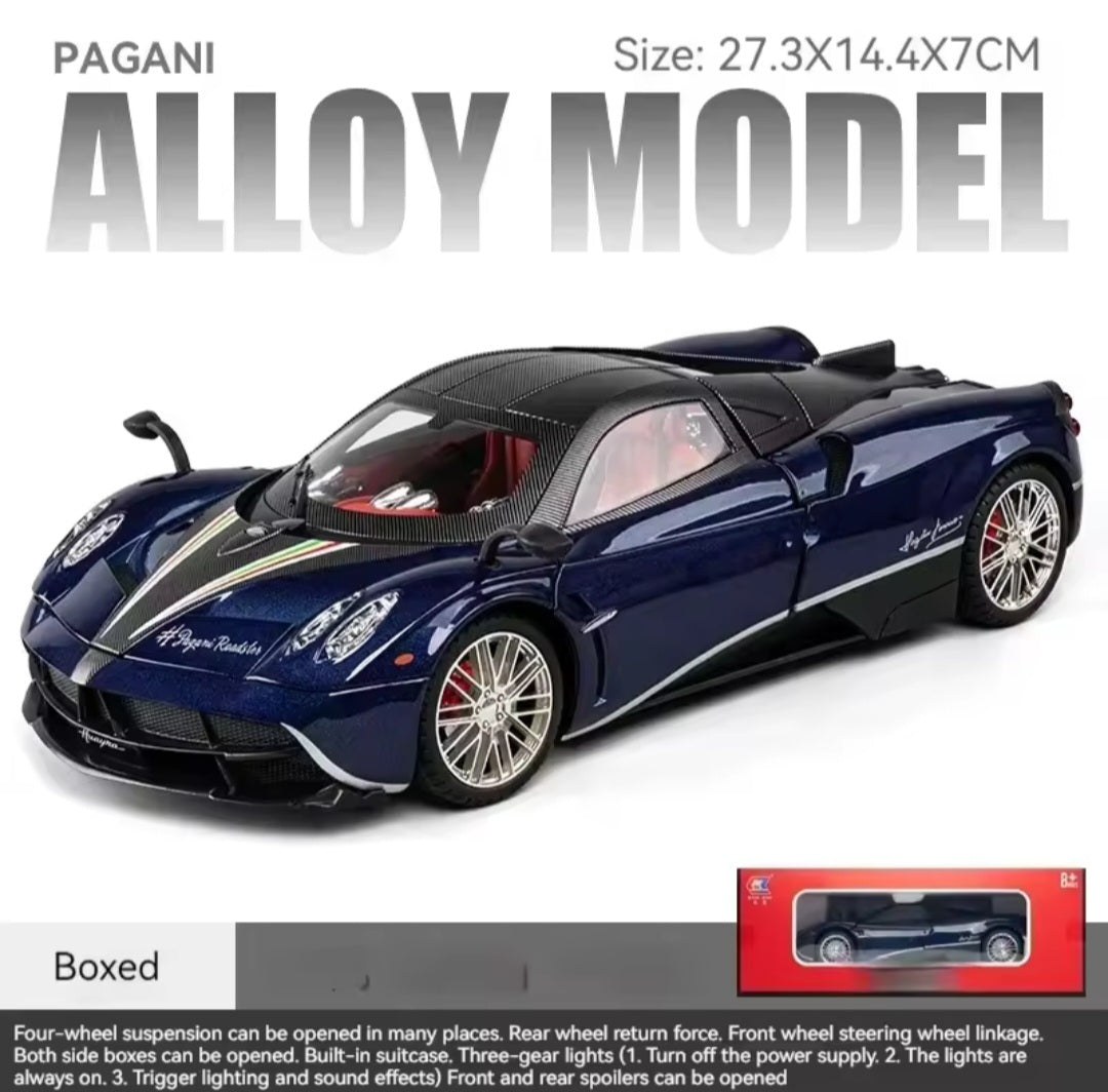 1:18 Pagani Huayra Dinastia Racing Car Model Toy Sound & Light Shock Absorption Metal Diecast Vehicles Collection Boy Toys Gifts