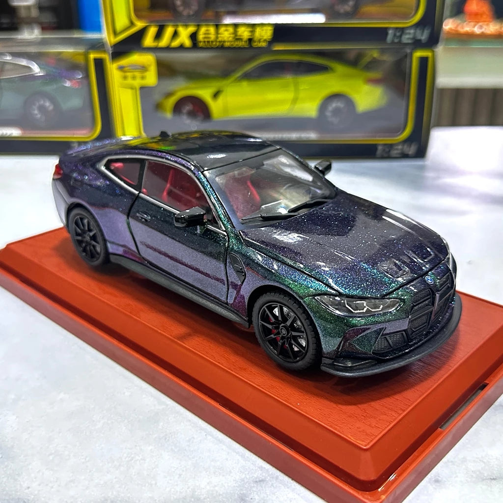 1:24 BMW M4 IM Alloy Miniature Car Diecast Metal Scale Car Model Sound & Light Simulation Collection Children Toy Vehicle Gift