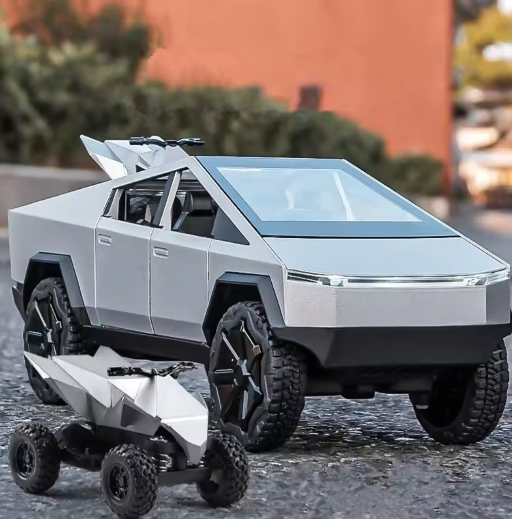 1:24 Tesla Cybertruck Pickup Alloy Car Model Diecasts Metal Toy Off-road Vehicles Car Model Simulation Sound and Light