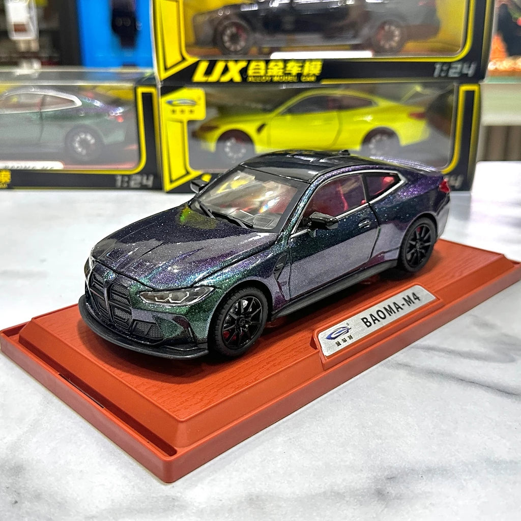 1:24 BMW M4 IM Alloy Miniature Car Diecast Metal Scale Car Model Sound & Light Simulation Collection Children Toy Vehicle Gift