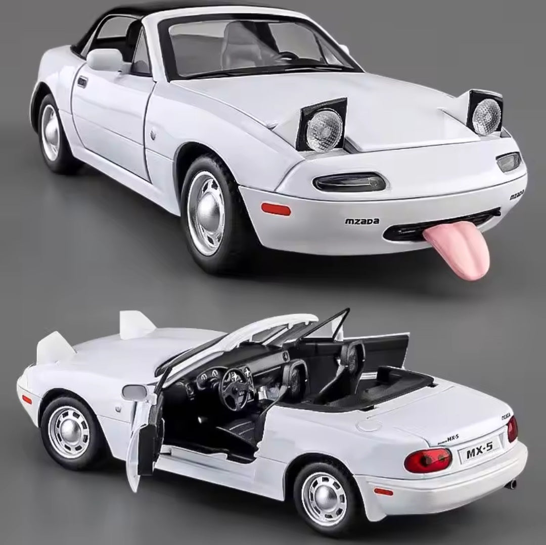 1:24 Mazda MX5 Miniature Alloy Metal Diecast MX-5 Toy Car Model Sound & Light Doors Openable Collection Hobby Decoration