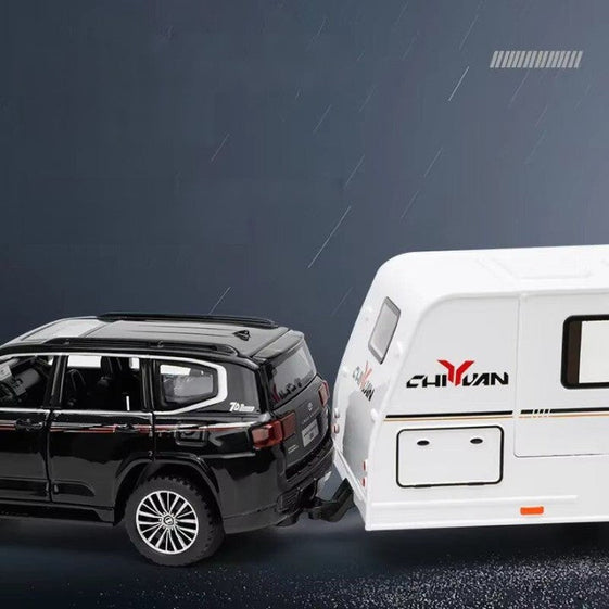 Diecast Model Toyota Land Cruiser LC300 Trailer Camping RV 1/32
