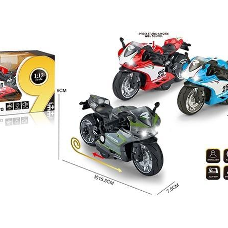 1:12 Diecast Pullback Heavy Model Bike - Assortment