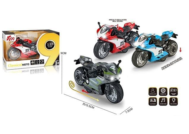 1:12 Diecast Pullback Heavy Model Bike - Assortment