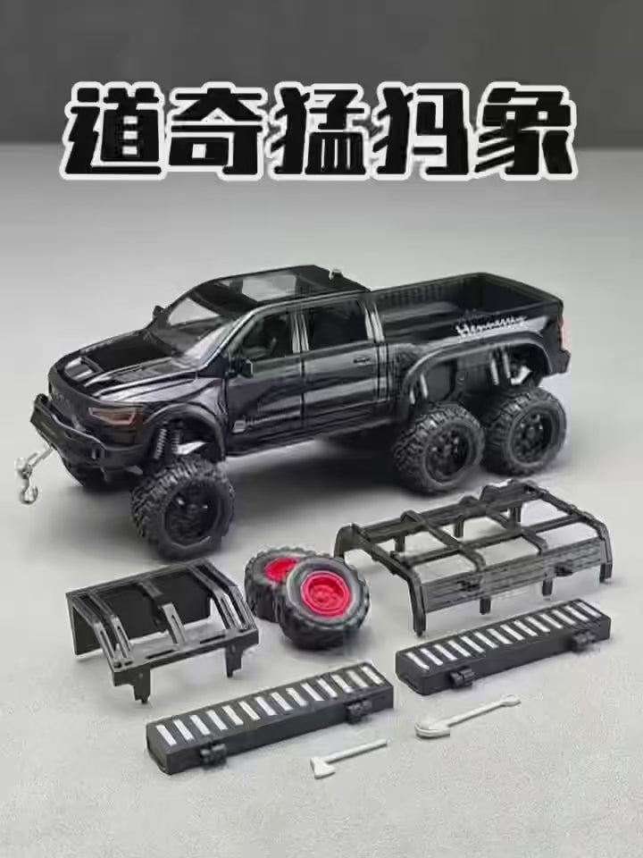 1:24 Dodge Mammoth RAM 1000 TRX 6x6 Pickup Metal Alloy Diecast Model Car Children's Toy Car With Light Collections