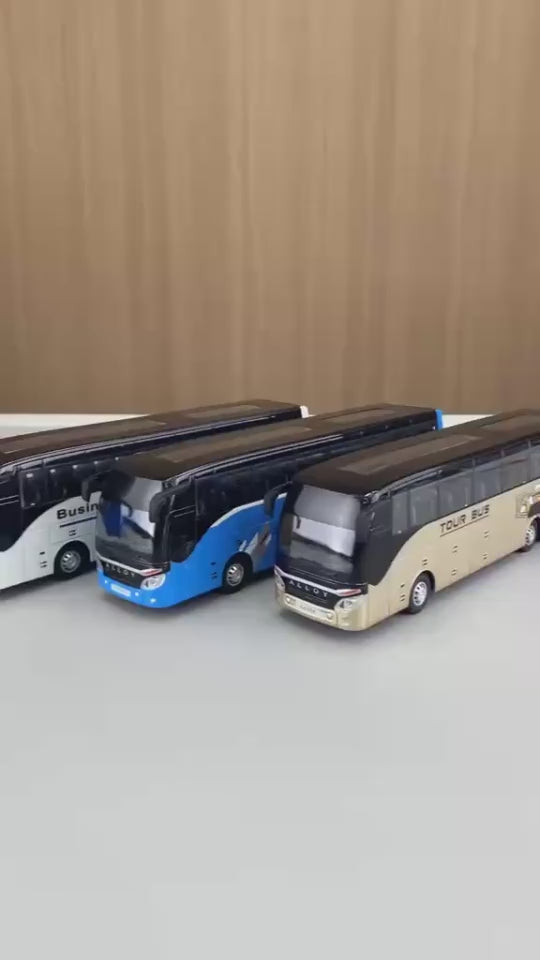 1:30 business long distance single decker Bus alloy diecast model light and sound pull back
