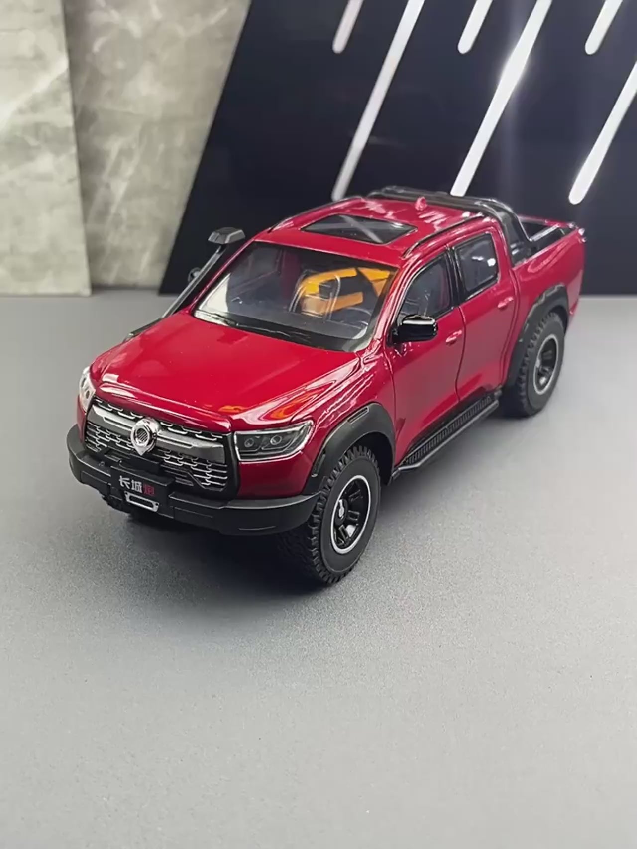 1:24 GWM POER Vanguard Pickup Alloy Car Model Diecast Metal Off-road Vehicles Car Model Simulation Sound and Light