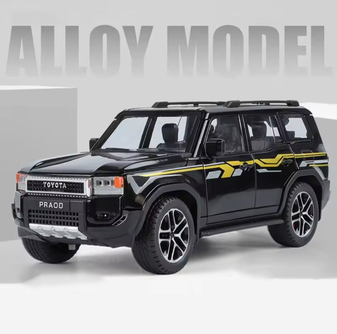1:24 Prado LC250 LC80 Alloy Model Toy Diecast Metal Miniature Car Doors Opened Sound Light Pull Back Vehice