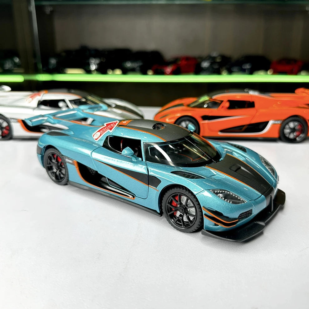 1:24 scale Koenigsegg One:1 supercar model with lights and sound, Newao brand,