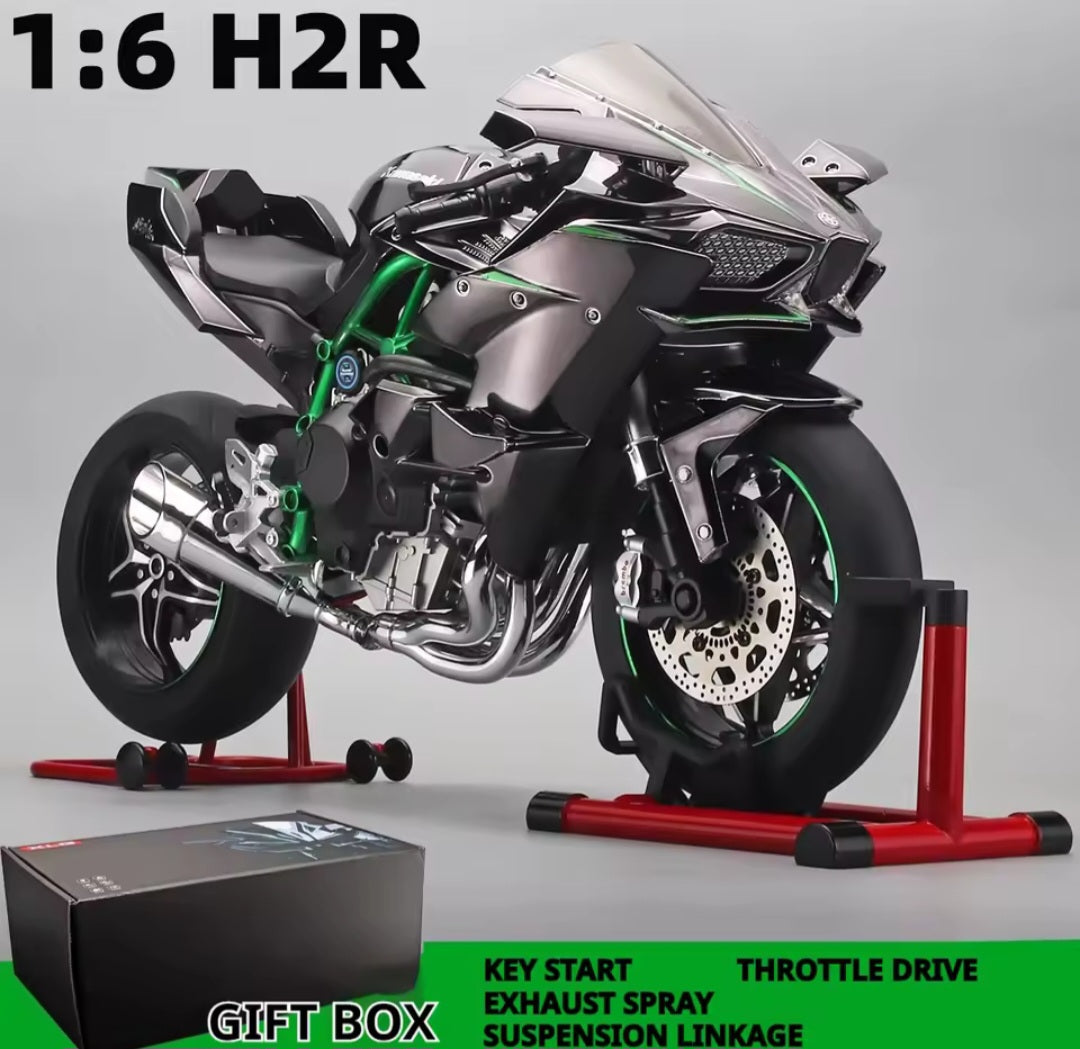Die Cast Motorcycle 1:6 Scale for Kawasaki H2R Motorcycles Alloy Racing Motorcycle Model Power Toy Motorcycles Collection Kawasaki