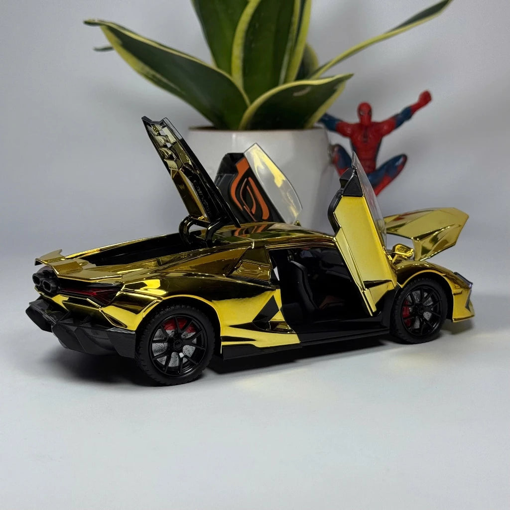 1:24 Revuelto Spray Model Toy Sports Cars Alloy Diecast Miniature Supercars Sound Light Doors Opened Pull Back