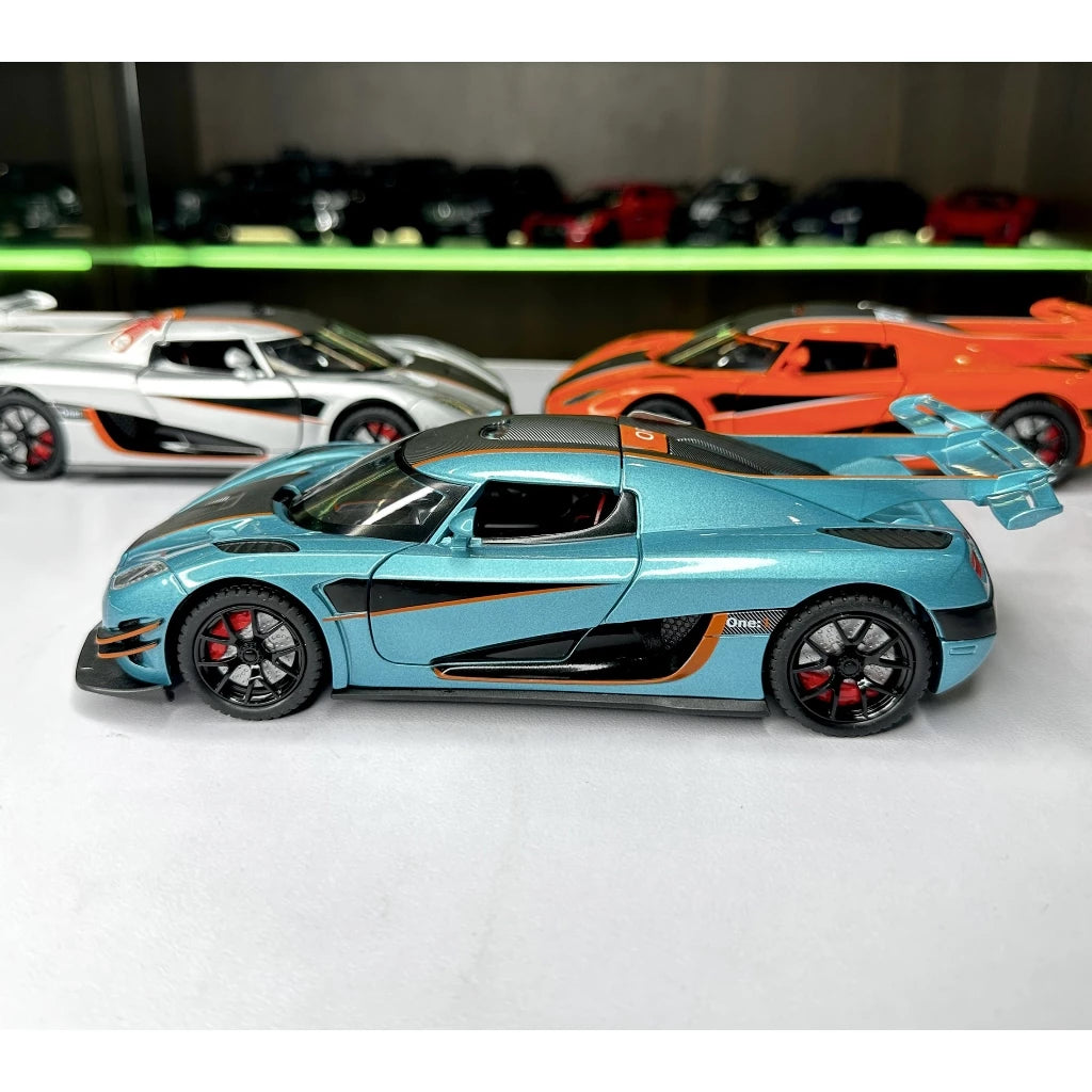 1:24 scale Koenigsegg One:1 supercar model with lights and sound, Newao brand,