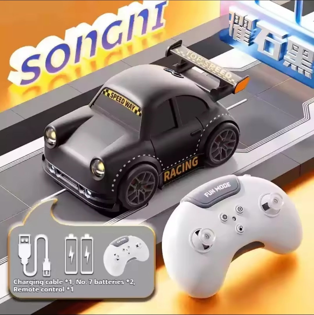 2.4G RC Drift Car Rechargeable Remote Control Stunt Vehicle with Lights & Sounds, Rotating Drift Racing Toy for Kids Indoor Gift