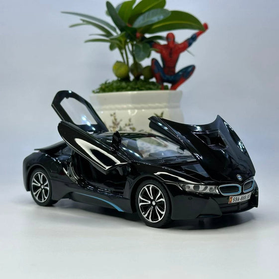 1:24 BMW I8 diecast alloy model car light and sound door Openable