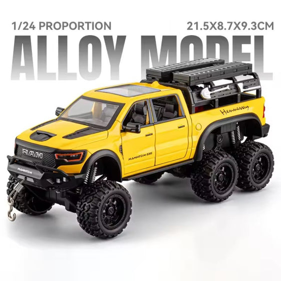 1:24 Dodge Mammoth RAM 1000 TRX 6x6 Pickup Metal Alloy Diecast Model Car Children's Toy Car With Light Collections