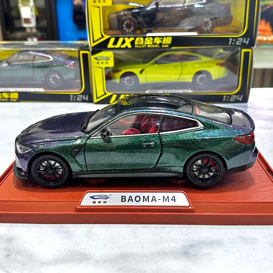 1:24 BMW M4 IM Alloy Miniature Car Diecast Metal Scale Car Model Sound & Light Simulation Collection Children Toy Vehicle Gift