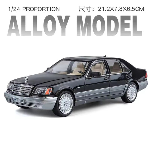 Diecast 1/24 Benzs Vintage W140 320SEL Alloy Car Model Simulation Toy Vehicle Sound Light
