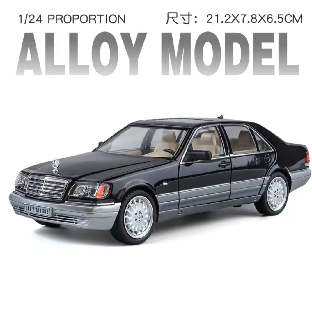 Diecast 1/24 Benzs Vintage W140 320SEL Alloy Car Model Simulation Toy Vehicle Sound Light