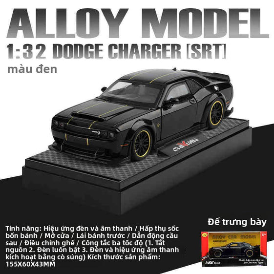 1:32 Dodge Challenger Hellcat SRT Alloy Car Model Sound Light Pull Back Metal Toy Vehicle Boy Gift Collection