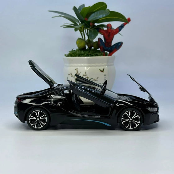 1:24 BMW I8 diecast alloy model car light and sound door Openable