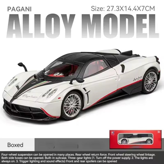 1:18 Pagani Huayra Dinastia Racing Car Model Toy Sound & Light Shock Absorption Metal Diecast Vehicles Collection Boy Toys Gifts