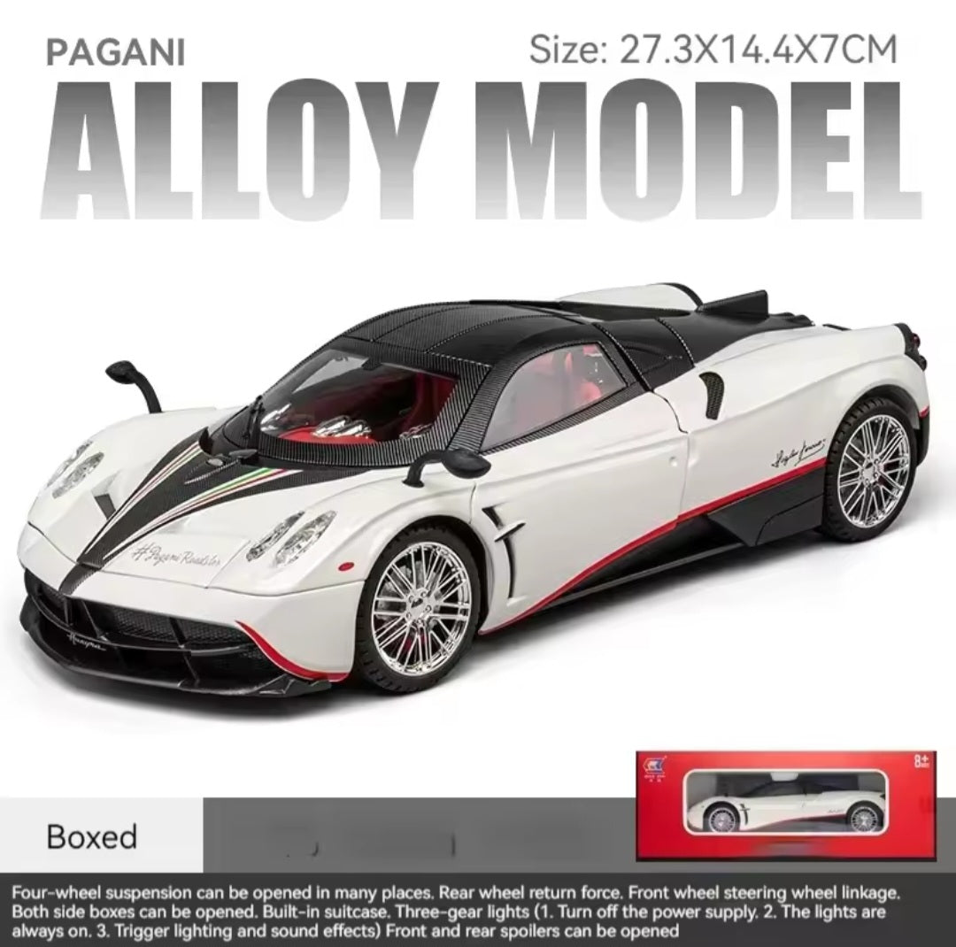 1:18 Pagani Huayra Dinastia Racing Car Model Toy Sound & Light Shock Absorption Metal Diecast Vehicles Collection Boy Toys Gifts