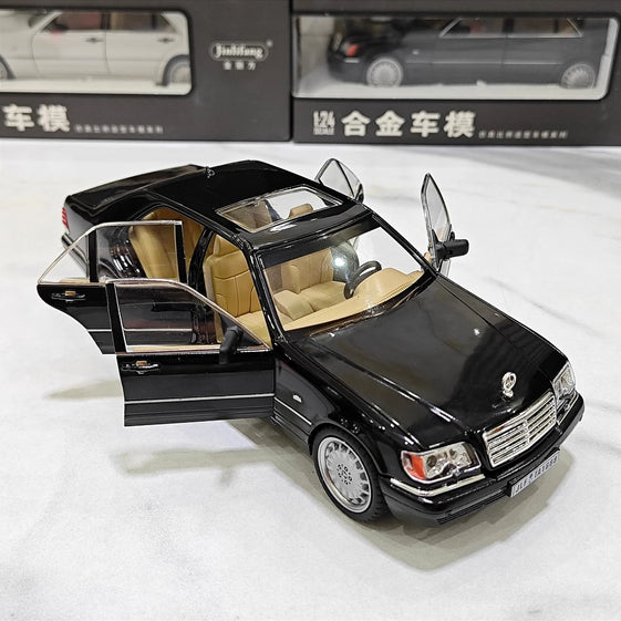 Diecast 1/24 Benzs Vintage W140 320SEL Alloy Car Model Simulation Toy Vehicle Sound Light