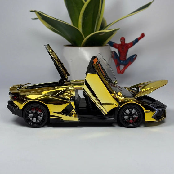 1:24 Revuelto Spray Model Toy Sports Cars Alloy Diecast Miniature Supercars Sound Light Doors Opened Pull Back