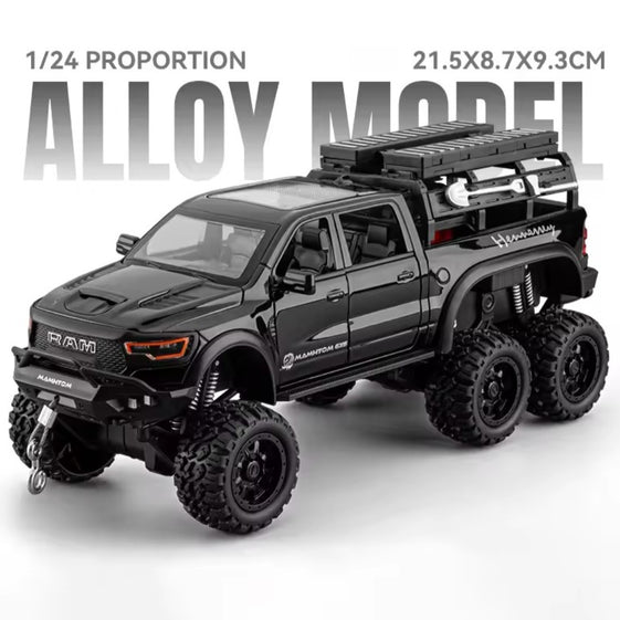 1:24 Dodge Mammoth RAM 1000 TRX 6x6 Pickup Metal Alloy Diecast Model Car Children's Toy Car With Light Collections