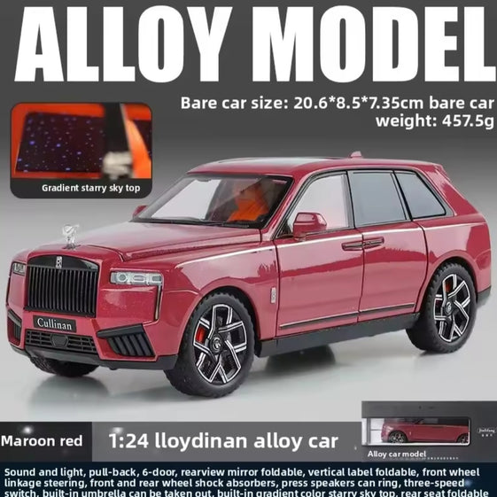1:24 Rolls Royce Cullinan alloy fashionable sedan model car ornament steering shock