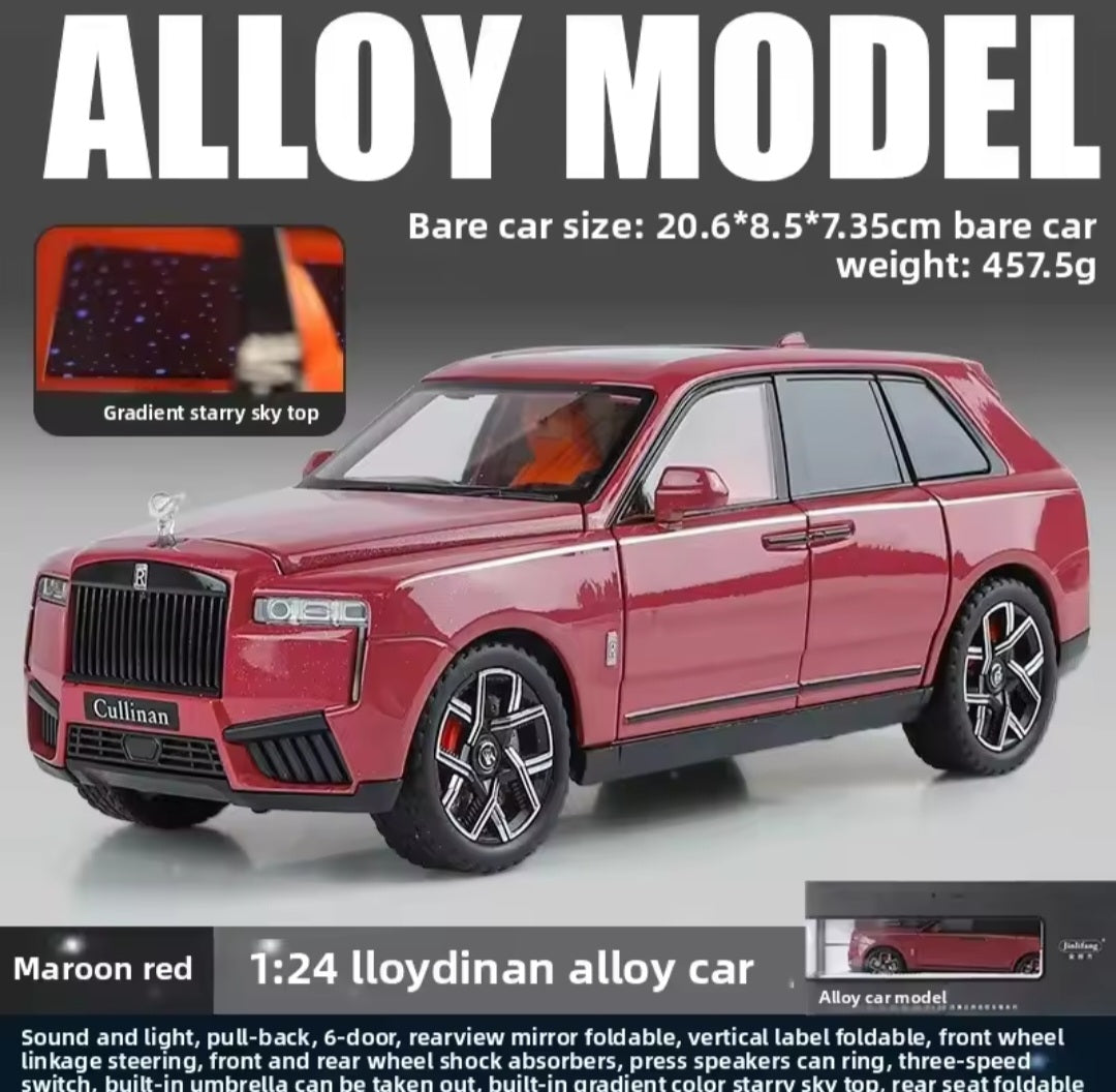 1:24 Rolls Royce Cullinan alloy fashionable sedan model car ornament steering shock