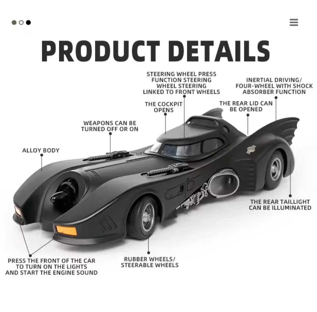 1:18 1989 Batmobile Classic Emotional Chariot Series Alloy Diecast Metal Model Car Sound And Light