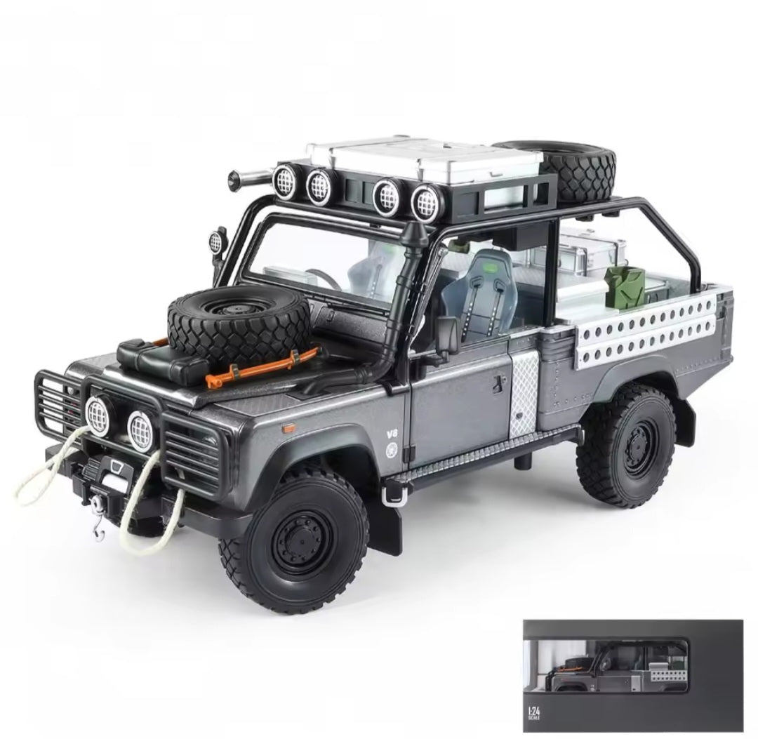 1:24 Defender 110 Range Rover Off-road Vehicle Model Toys Alloy Diecast Doors Opened Pull Back Shock Absorption