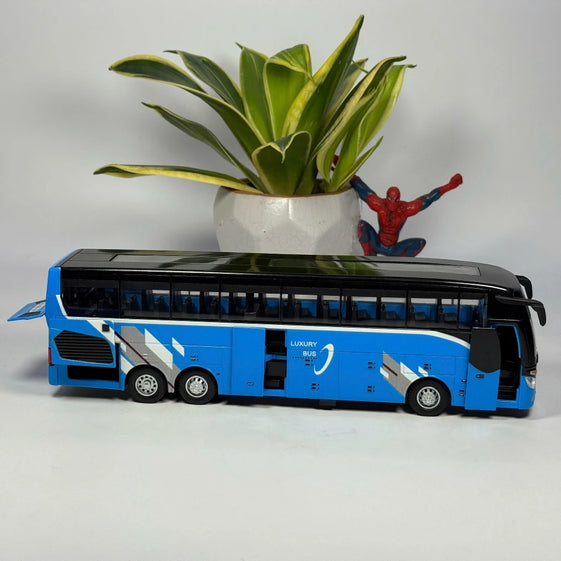 1:30 business long distance single decker Bus alloy diecast model light and sound pull back