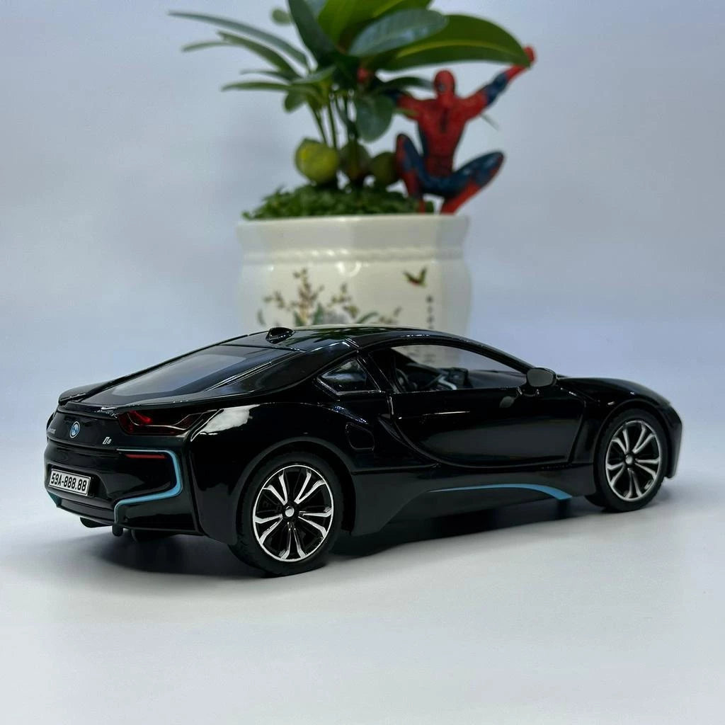1:24 BMW I8 diecast alloy model car light and sound door Openable