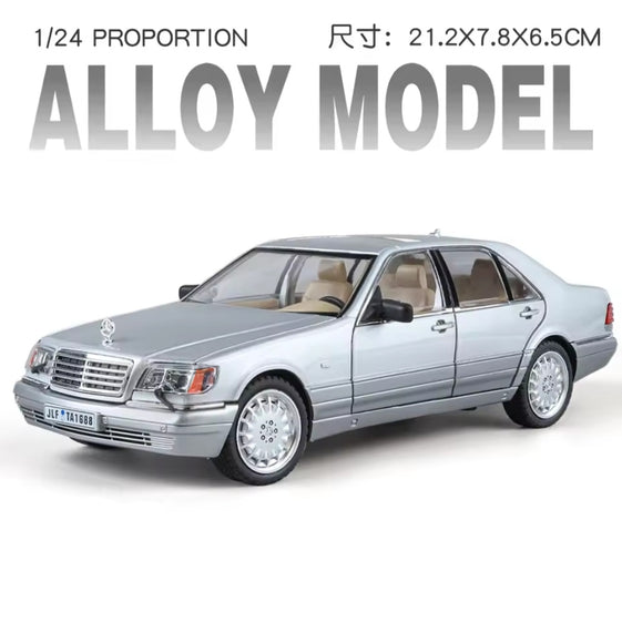Diecast 1/24 Benzs Vintage W140 320SEL Alloy Car Model Simulation Toy Vehicle Sound Light