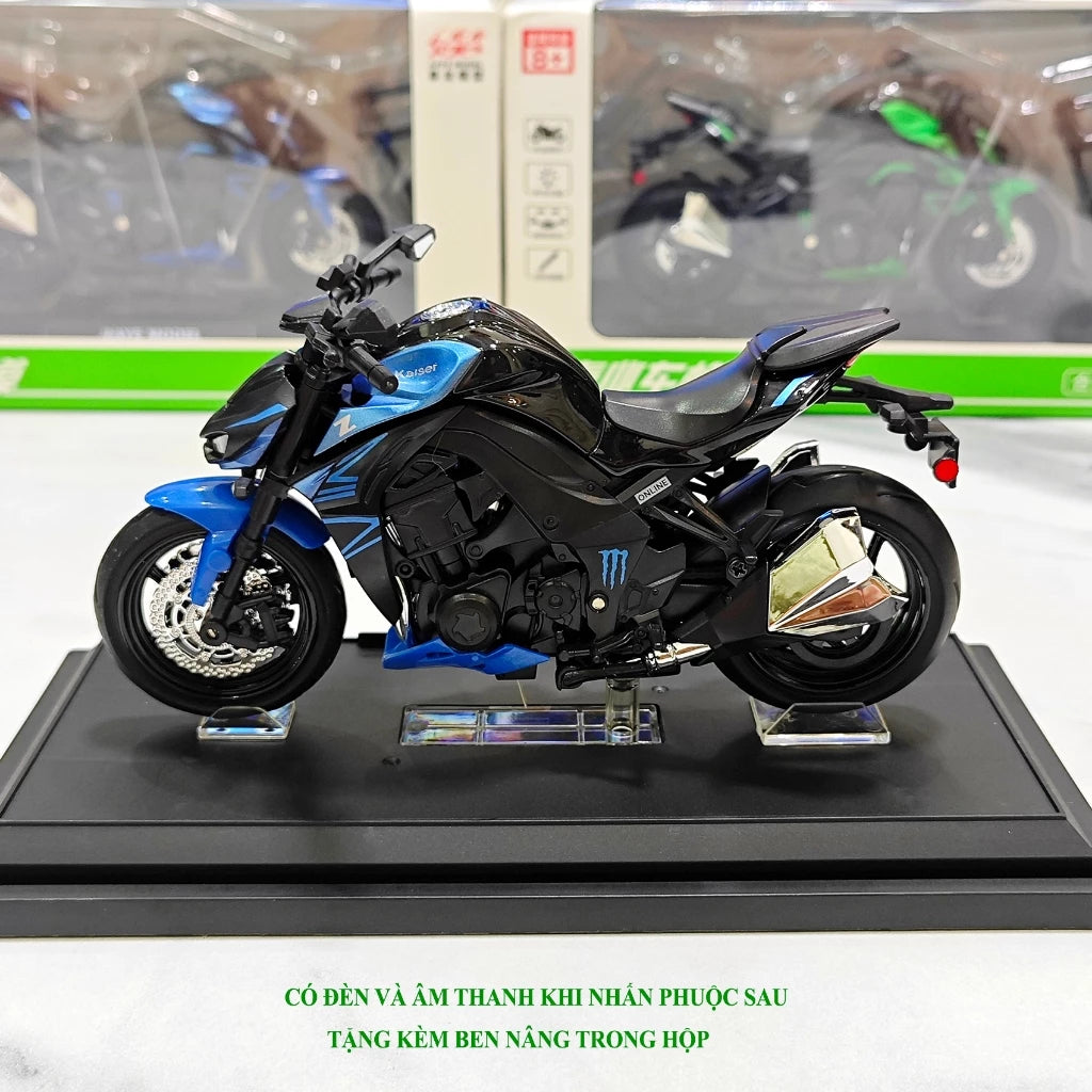 Kawasaki Z1000 model 1:12 scale large displacement model car with base and lights and sound