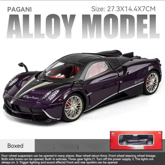 1:18 Pagani Huayra Dinastia Racing Car Model Toy Sound & Light Shock Absorption Metal Diecast Vehicles Collection Boy Toys Gifts
