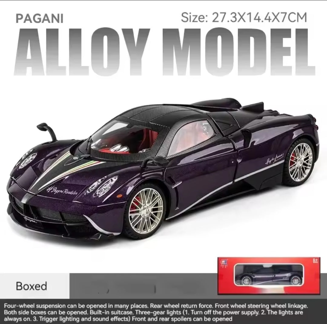 1:18 Pagani Huayra Dinastia Racing Car Model Toy Sound & Light Shock Absorption Metal Diecast Vehicles Collection Boy Toys Gifts