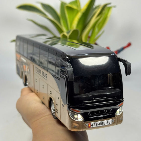 1:30 business long distance single decker Bus alloy diecast model light and sound pull back