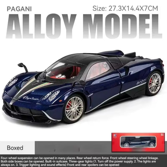 1:18 Pagani Huayra Dinastia Racing Car Model Toy Sound & Light Shock Absorption Metal Diecast Vehicles Collection Boy Toys Gifts