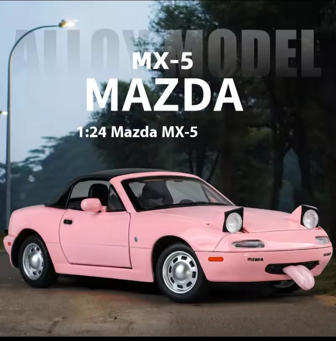 1:24 Mazda MX5 Miniature Alloy Metal Diecast MX-5 Toy Car Model Sound & Light Doors Openable Collection Hobby Decoration
