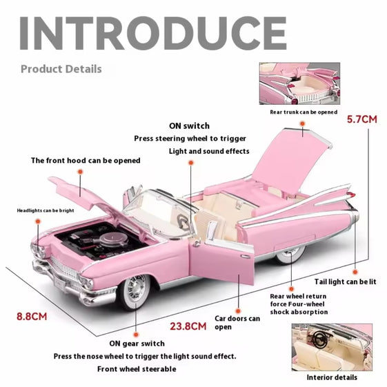 1/24 Cadillac Eldorado Biarritz 1959 Series 62 Luxury Classic Alloy Diecast Model Bookshelf Collection Ornaments Gift