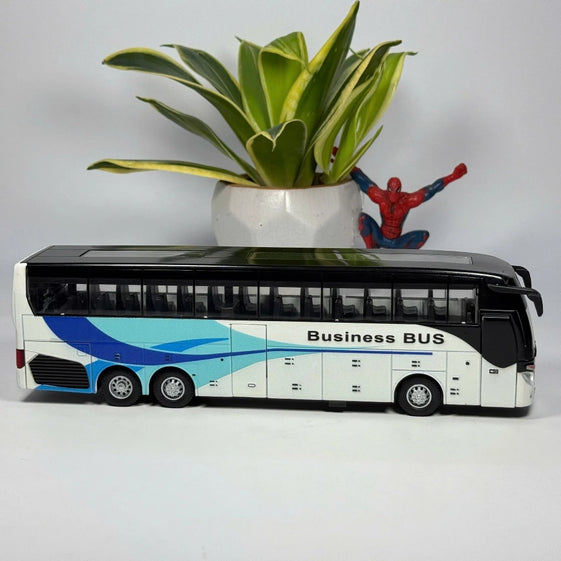 1:30 business long distance single decker Bus alloy diecast model light and sound pull back