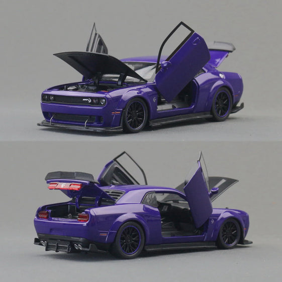 1:32 Dodge Challenger Hellcat SRT Alloy Car Model Sound Light Pull Back Metal Toy Vehicle Boy Gift Collection