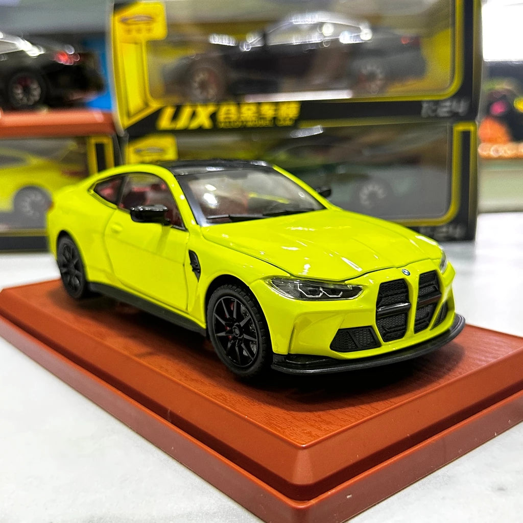 1:24 BMW M4 IM Alloy Miniature Car Diecast Metal Scale Car Model Sound & Light Simulation Collection Children Toy Vehicle Gift