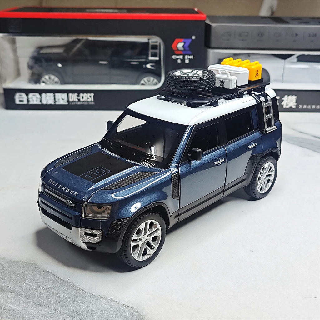 1:24 Land Rover Defender With Tools Alloy Diecasts & Toy Vehicles Toy Car Model Sound and light Collection