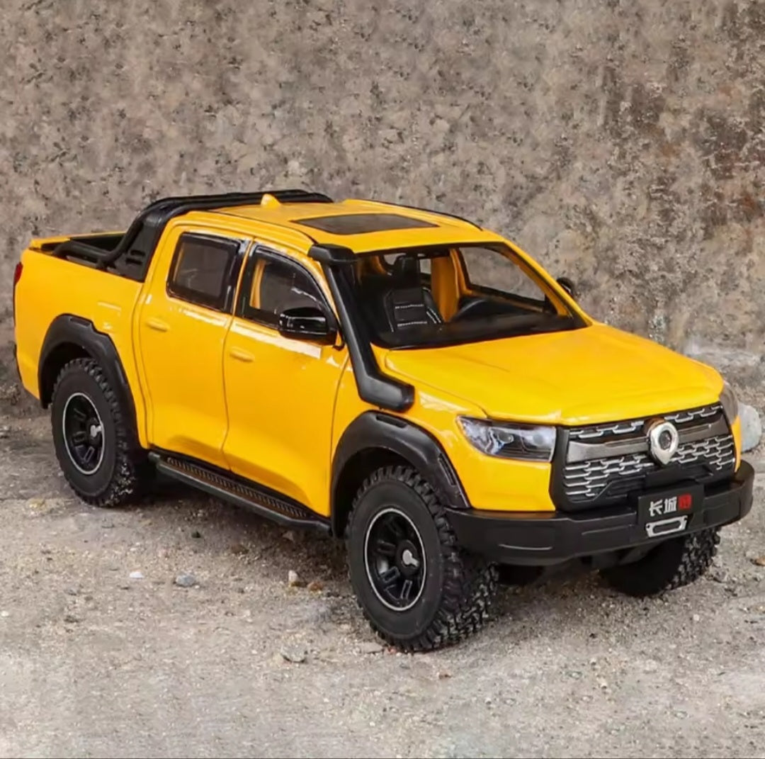 1:24 GWM POER Vanguard Pickup Alloy Car Model Diecast Metal Off-road Vehicles Car Model Simulation Sound and Light