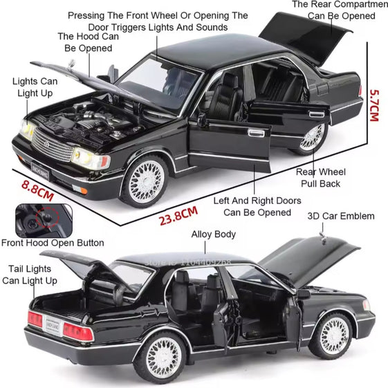 1:32 Toyota Crown Royal classic alloy sedan model car ornament collection, doors and engine hood, trunk can be opened, children's toy car gift